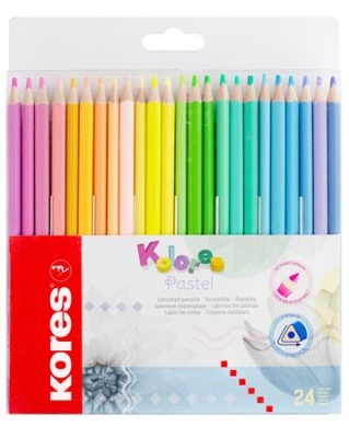 Színes ceruza készlet, háromszögletű, KORES "Kolores Pastel", 24 pasztell szín